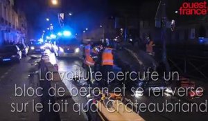Spectaculaire accident de voiture quai Châteaubriand à Rennes