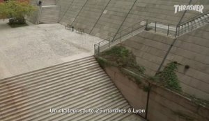 Un skateur saute 25 marches à Lyon