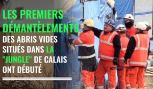 Le démantèlement d'abris de la "Jungle" de Calais a débuté