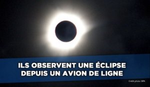 Les passagers d'un avion de ligne observent une éclipse solaire totale