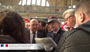 Archive - Résultats 2015 de la Douane : M. Sapin et C. Eckert rencontrent les agents en Gare du Nord