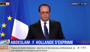 Traque de Salah Abdeslam : "C'est vrai qu'il y a un lien avec les attentats de Paris", assure François Hollande