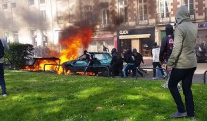 Nantes : Voiture en feu et débordement à la manifestation Loi Travail