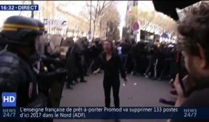 Paris : Le violent coup de pied d'un CRS donné à une étudiante