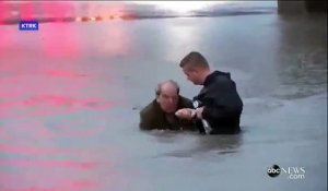 Un journaliste sauve un homme de la noyade en plein direct