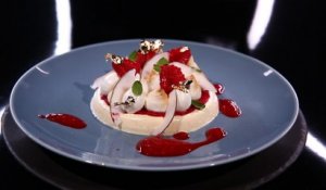 Parfait noix de coco, gelée de framboises et meringue au combawa par Emmanuel Ryon (#DPDC))