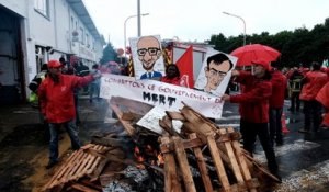 Wavre les manifestants devant la caserne des pompiers