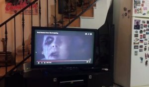 La réaction d'un chien qui regarde le film d'horreur The Conjuring
