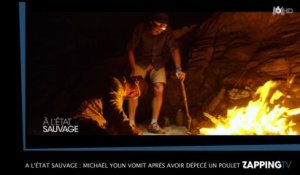 A l'état sauvage : Michaël Youn vomit après avoir dépecé un poulet ! (VIDEO)
