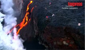 Hawaï: après l'éruption d'un volcan, une coulée de lave rejoint l'océan