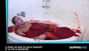 Il prend un bain dans de la sauce piquante et va vite le regretter (vidéo)