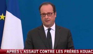 Charlie Hebdo: pour Hollande, la réouverture de l’imprimerie de Dammartin est un « acte de volonté et d’espérance »
