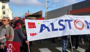 Alstom: arrivée des salariés devant la préfecture de Belfort