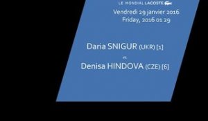 #2 Daria SNIGUR (UKR) [1] vs. Denisa HINDOVA (CZE) [6] - 1/4 finales - Les Petits As 2016