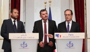 Point de presse avec le président des Casques blancs, Rahed Al Saleh et une délégation syrienne d’Alep