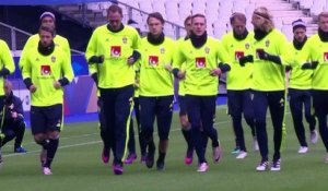 Football: la Suède s'entraine pour son match contre la France