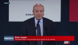 Discours d'Alain Juppé, candidat battu à la primaire de la droite et du centre