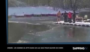 Crimée : Un homme se jette dans un lac gelé pour sauver un chien (Vidéo)