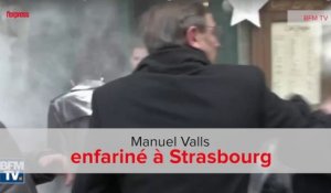 Manuel Valls enfariné à Strasbourg