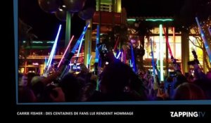 Mort de Carrie Fisher : Armés de sabres lasers, des centaines de fans de Star Wars lui rendent hommage