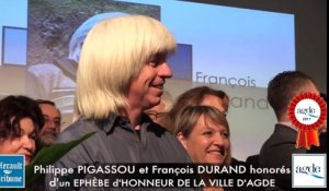 AGDE - Philippe PIGASSOU et François DURAND honorés d'un EPHÈBE D'HONNEUR DE LA VILLE D'AGDE
