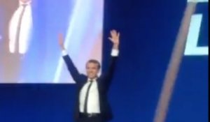 Emmanuel Macron Arrives at Party Headquarters to Celebrate First Round Election Results