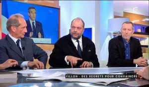 Face aux journalistes, l'avocat Éric Dupond-Moretti dénonce le "bûcher médiatique dressé pour François Fillon"