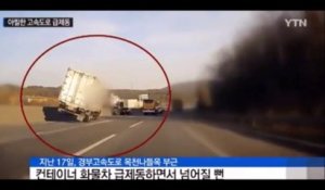 Ce chauffeur de camion japonais évite le pire sur l'autoroute... Bravo
