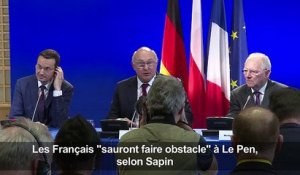 Les Français «sauront faire obstacle» à Le Pen, selon Sapin