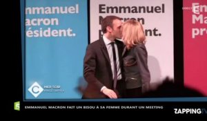 Emmanuel Macron embrasse sa femme Brigitte durant son meeting (Vidéo)