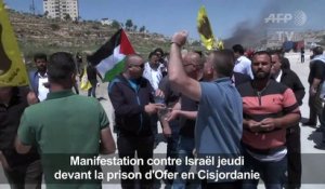 Manifestation de Palestiniens devant la prison d'Ofer
