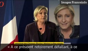 Attaque sur les Champs-Élysées : Marine Le Pen durcit le ton et accuse la droite et la gauche