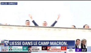 La joie d'Emmanuel Macron placé en tête à l'issue du 1er tour
