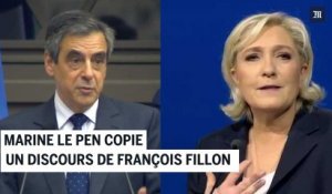 En images. Marine Le Pen copie un discours de François Fillon