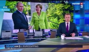 Eurozapping : Merkel en Russie, un surfeur miraculé en Grande-Bretagne