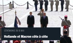 Hollande et Macron, côte à côte pour la cérémonie du 8 Mai