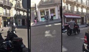 Un témoin filme la sortie du braqueur de l’horlogerie de luxe près des Champs-Élysées
