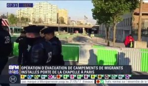 Paris: les campements de migrants évacués Porte de la Chapelle