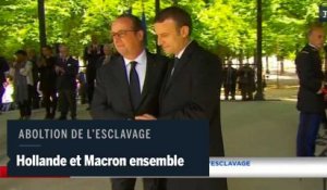 Hollande et Macron ensemble l'abolition de l'esclavage