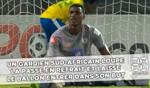 Un gardien sud-africain loupe la passe en retrait et laisse le ballon entrer dans son but...