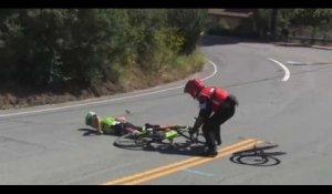 Tour de Californie : Un cycliste KO après une impressionnante chute (vidéo)
