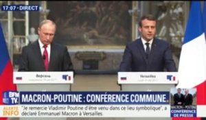 Macron à Versailles avec Poutine: "Le dialogue entre la France et la Russie n'a jamais cessé"