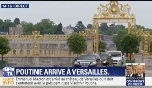 La poignée de main appuyée entre Emmanuel Macron et Vladimir Poutine à Versailles