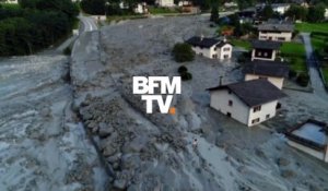 En Suisse, le paysage de désolation après une coulée de boue