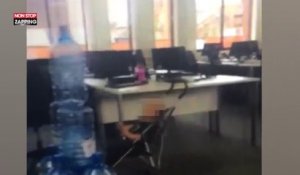Un enfant utilisé comme balle de bowling par des employés au bureau (Vidéo)