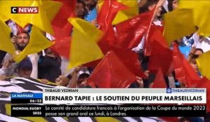 L'hommage des supporters de l'OM hier soir à Bernard Tapie au Stade Vélodrome: "Bernard dans cette épreuve reste le boss