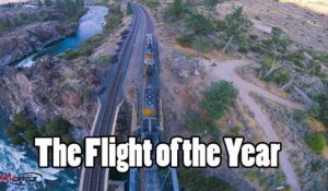 Un drone au-dessus d'un train, le vol de l'année
