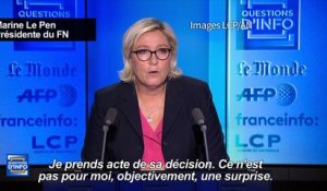 FN: Marine Le Pen "respecte" la décision de Philippot