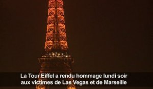 La Tour Eiffel s'éteint en hommage à Las Vegas et Marseille