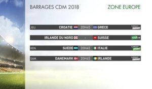 Qualifications Coupe du Monde 2018 - Les barrages ce soir
